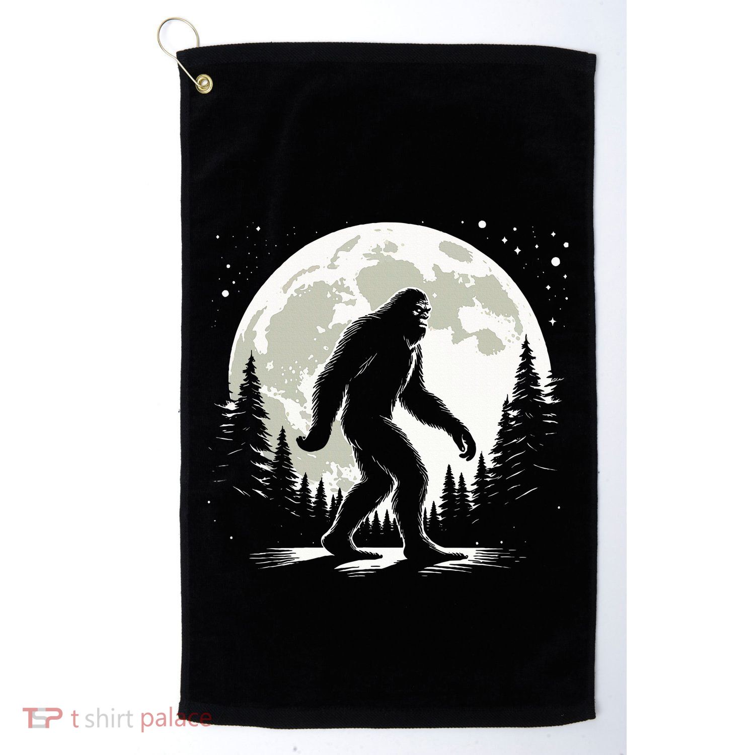 Bigfoot Sasquatch Full Moon Forest Graphic Funny Big Foot Golf Towel