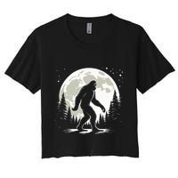 Bigfoot Sasquatch Full Moon Forest Graphic Funny Big Foot Women's Crop Top Tee