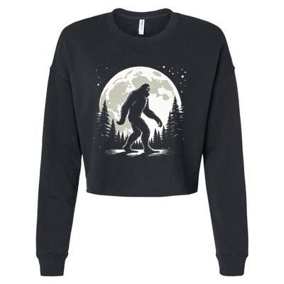 Bigfoot Sasquatch Full Moon Forest Graphic Funny Big Foot Cropped Pullover Crew