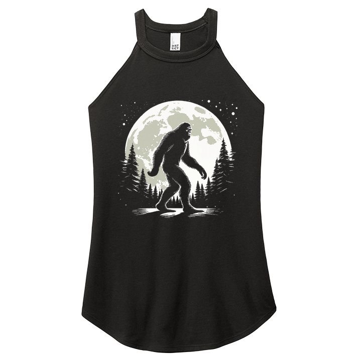 Bigfoot Sasquatch Full Moon Forest Graphic Funny Big Foot Women's Perfect Tri Rocker Tank