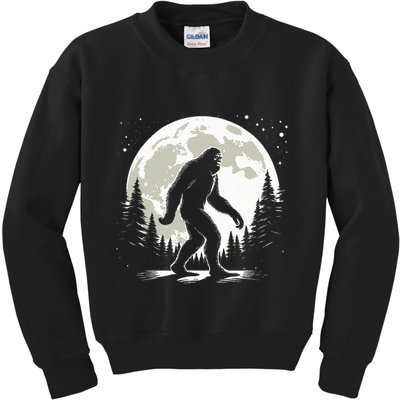 Bigfoot Sasquatch Full Moon Forest Graphic Funny Big Foot Kids Sweatshirt