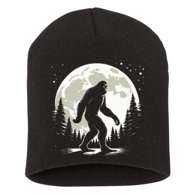 Bigfoot Sasquatch Full Moon Forest Graphic Funny Big Foot Short Acrylic Beanie