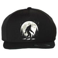 Bigfoot Sasquatch Full Moon Forest Graphic Funny Big Foot Wool Snapback Cap