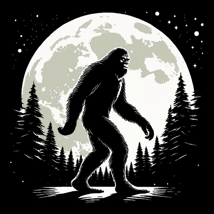 Bigfoot Sasquatch Full Moon Forest Graphic Funny Big Foot Wool Snapback Cap