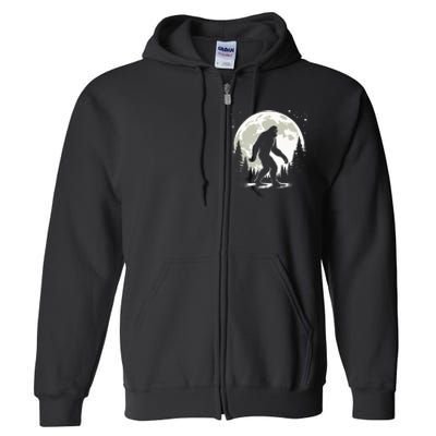 Bigfoot Sasquatch Full Moon Forest Graphic Funny Big Foot Full Zip Hoodie