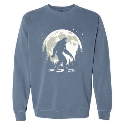 Bigfoot Sasquatch Full Moon Forest Graphic Funny Big Foot Garment-Dyed Sweatshirt