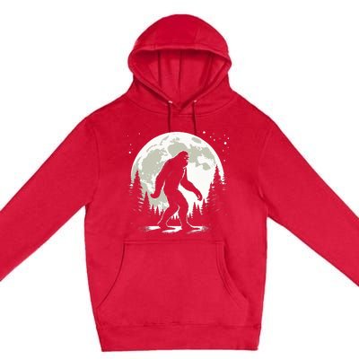 Bigfoot Sasquatch Full Moon Forest Graphic Funny Big Foot Premium Pullover Hoodie