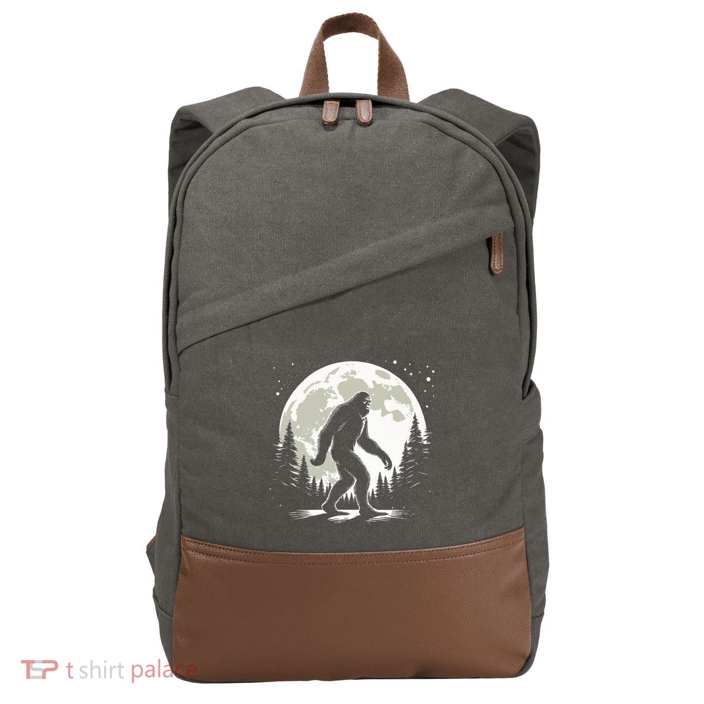 Bigfoot Sasquatch Full Moon Forest Graphic Funny Big Foot Cotton Canvas Backpack