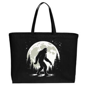 Bigfoot Sasquatch Full Moon Forest Graphic Funny Big Foot Cotton Canvas Jumbo Tote