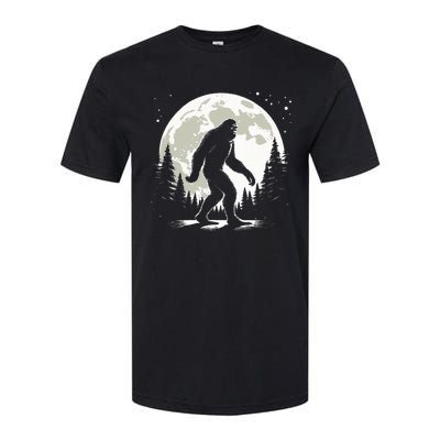 Bigfoot Sasquatch Full Moon Forest Graphic Funny Big Foot Softstyle CVC T-Shirt