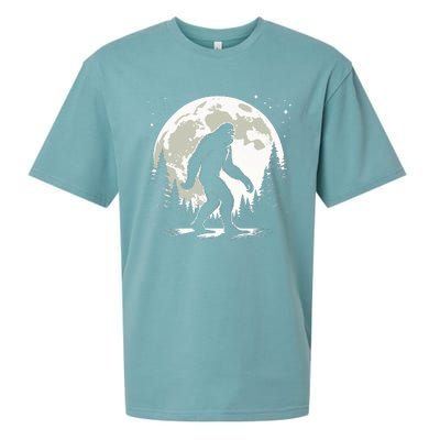 Bigfoot Sasquatch Full Moon Forest Graphic Funny Big Foot Sueded Cloud Jersey T-Shirt