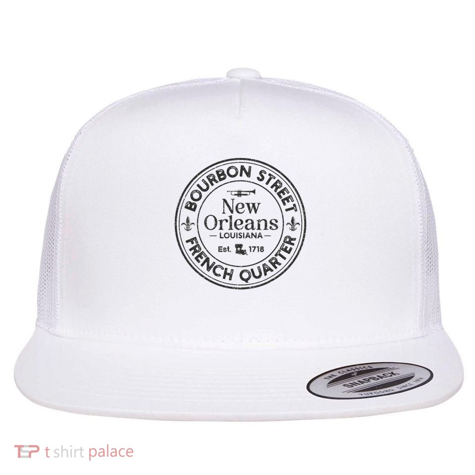 Bourbon Street French Quarter Est 1718 New Orleans Louisiana Flat Bill Trucker Hat