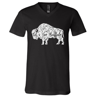 Buffalo Sports Fan Gear Let's Go Buffalo! V-Neck T-Shirt