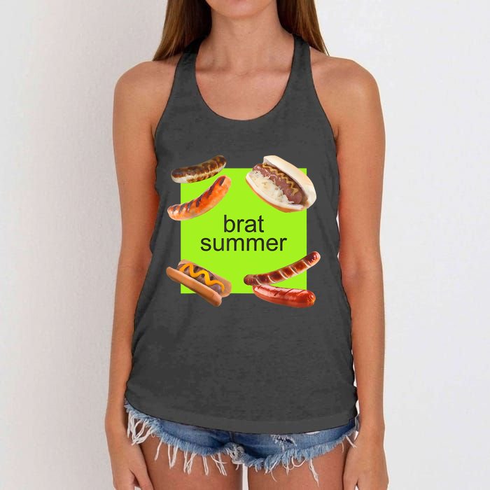 Brat Summer Funny Hot Dog Bratwurst Summer Women's Knotted Racerback Tank