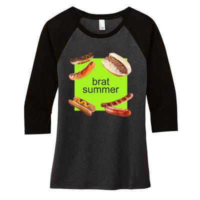 Brat Summer Funny Hot Dog Bratwurst Summer Women's Tri-Blend 3/4-Sleeve Raglan Shirt