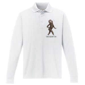 Bigfoot Sassquatch Funny Sassy Performance Long Sleeve Polo