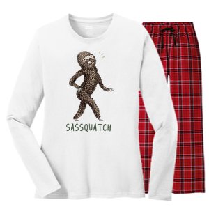 Bigfoot Sassquatch Funny Sassy Women's Long Sleeve Flannel Pajama Set 