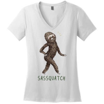 Bigfoot Sassquatch Funny Sassy Women's V-Neck T-Shirt