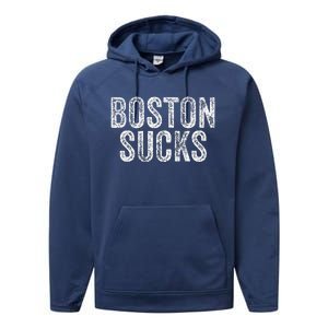 Boston Sucks Funny Hate City Gag Humor Sarcastic Performance Fleece Hoodie