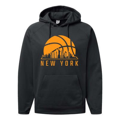 Basketball Sport Fans Player New York Game Day Skyline Performance Fleece Hoodie