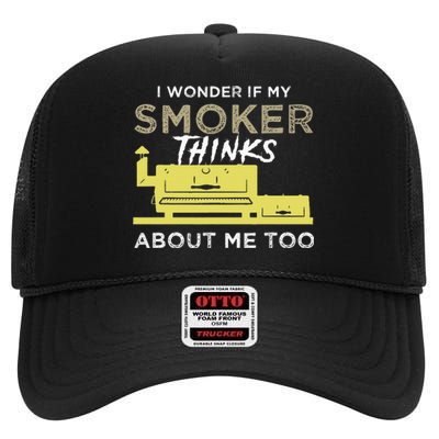 BBQ Smoker Funny Smoking Meat Grilling BBQing High Crown Mesh Back Trucker Hat