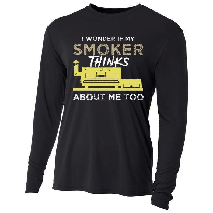 BBQ Smoker Funny Smoking Meat Grilling BBQing Cooling Performance Long Sleeve Crew