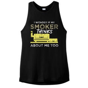 Bbq Smoker Funny Smoking Meat Grilling Bbqing Ladies PosiCharge Tri-Blend Wicking Tank