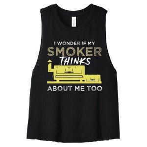 Bbq Smoker Funny Smoking Meat Grilling Bbqing Women's Racerback Cropped Tank