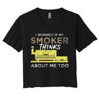 Bbq Smoker Funny Smoking Meat Grilling Bbqing Women's Crop Top Tee