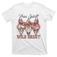 Bull Skull Free Spirit Wild Heart Valentine Western Rodeo T-Shirt