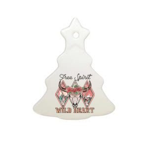 Bull Skull Free Spirit Wild Heart Valentine Western Rodeo Ceramic Tree Ornament