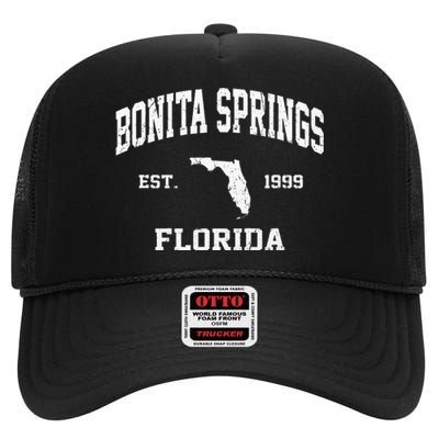 Bonita Springs Florida FL Vintage State Athletic Style High Crown Mesh Back Trucker Hat