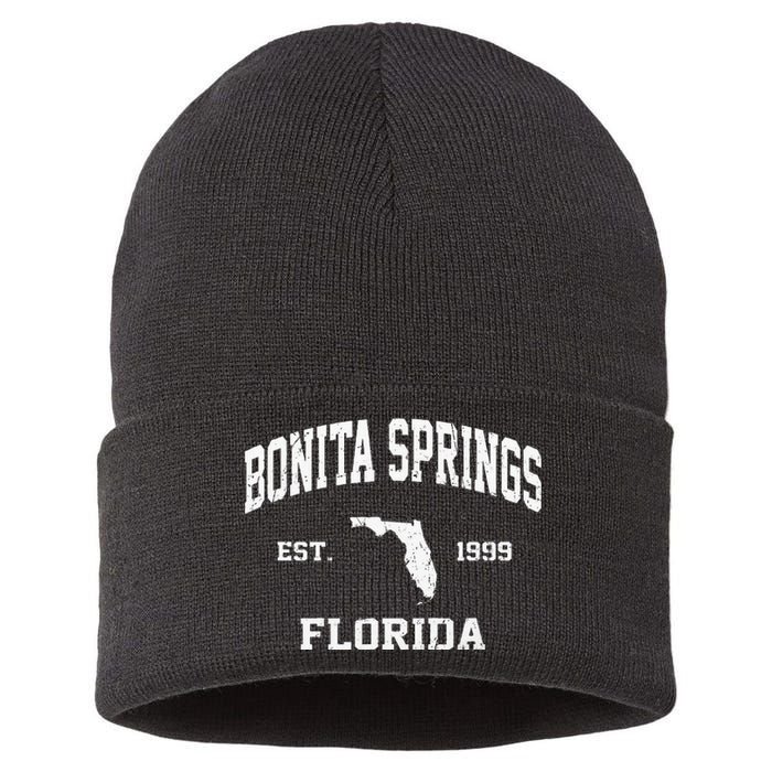 Bonita Springs Florida FL Vintage State Athletic Style Sustainable Knit Beanie