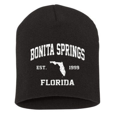 Bonita Springs Florida FL Vintage State Athletic Style Short Acrylic Beanie