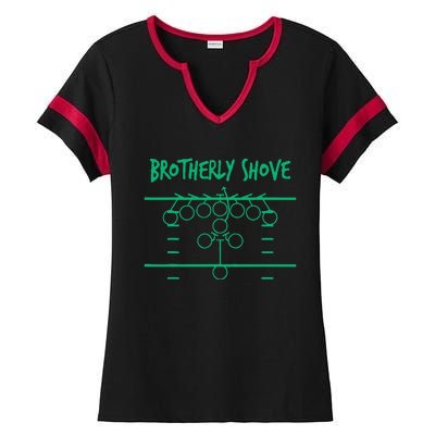 Brotherly Shove Football Mom Funny Football Fan Vintage Ladies Halftime Notch Neck Tee