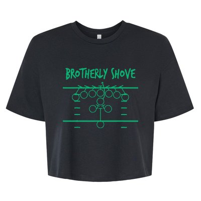 Brotherly Shove Football Mom Funny Football Fan Vintage Bella+Canvas Jersey Crop Tee