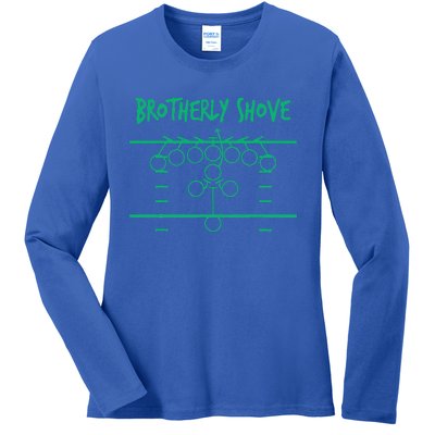 Brotherly Shove Football Mom Funny Football Fan Vintage Ladies Long Sleeve Shirt