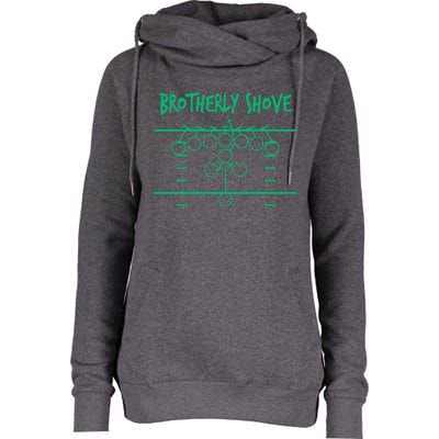 Brotherly Shove Football Mom Funny Football Fan Vintage Womens Funnel Neck Pullover Hood