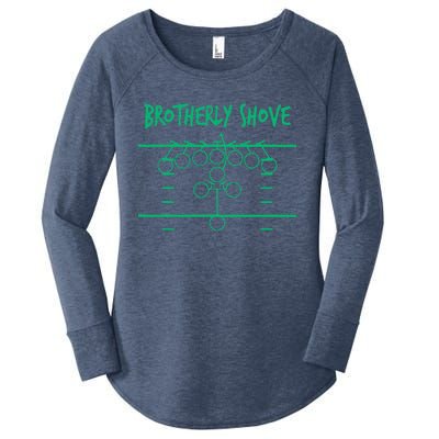 Brotherly Shove Football Mom Funny Football Fan Vintage Women's Perfect Tri Tunic Long Sleeve Shirt