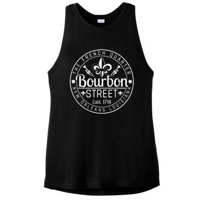 Bourbon Street French Quarter New Orleans Louisiana Est 1718 Ladies PosiCharge Tri-Blend Wicking Tank