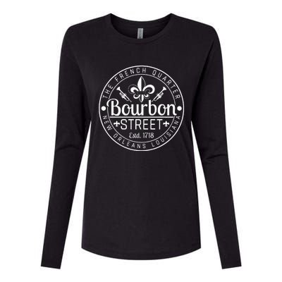 Bourbon Street French Quarter New Orleans Louisiana Est 1718 Womens Cotton Relaxed Long Sleeve T-Shirt