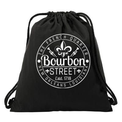 Bourbon Street French Quarter New Orleans Louisiana Est 1718 Drawstring Bag