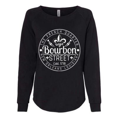 Bourbon Street French Quarter New Orleans Louisiana Est 1718 Womens California Wash Sweatshirt