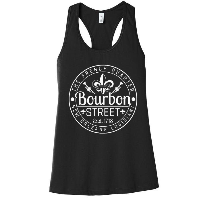 Bourbon Street French Quarter New Orleans Louisiana Est 1718 Women's Racerback Tank