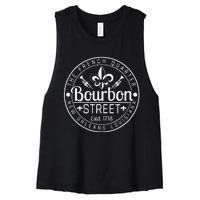 Bourbon Street French Quarter New Orleans Louisiana Est 1718 Women's Racerback Cropped Tank