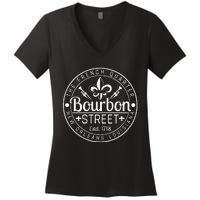 Bourbon Street French Quarter New Orleans Louisiana Est 1718 Women's V-Neck T-Shirt