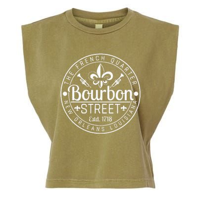 Bourbon Street French Quarter New Orleans Louisiana Est 1718 Garment-Dyed Women's Muscle Tee