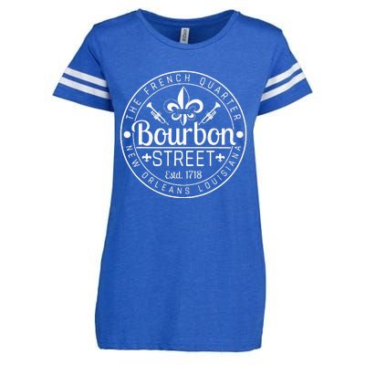 Bourbon Street French Quarter New Orleans Louisiana Est 1718 Enza Ladies Jersey Football T-Shirt