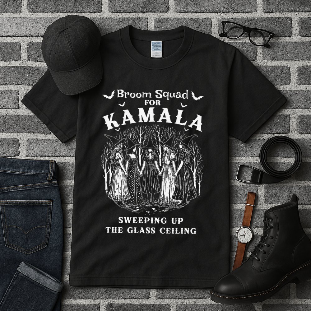 Broom Squad For Kamala Sweeping Up The Glass Ceiling Tall T-Shirt