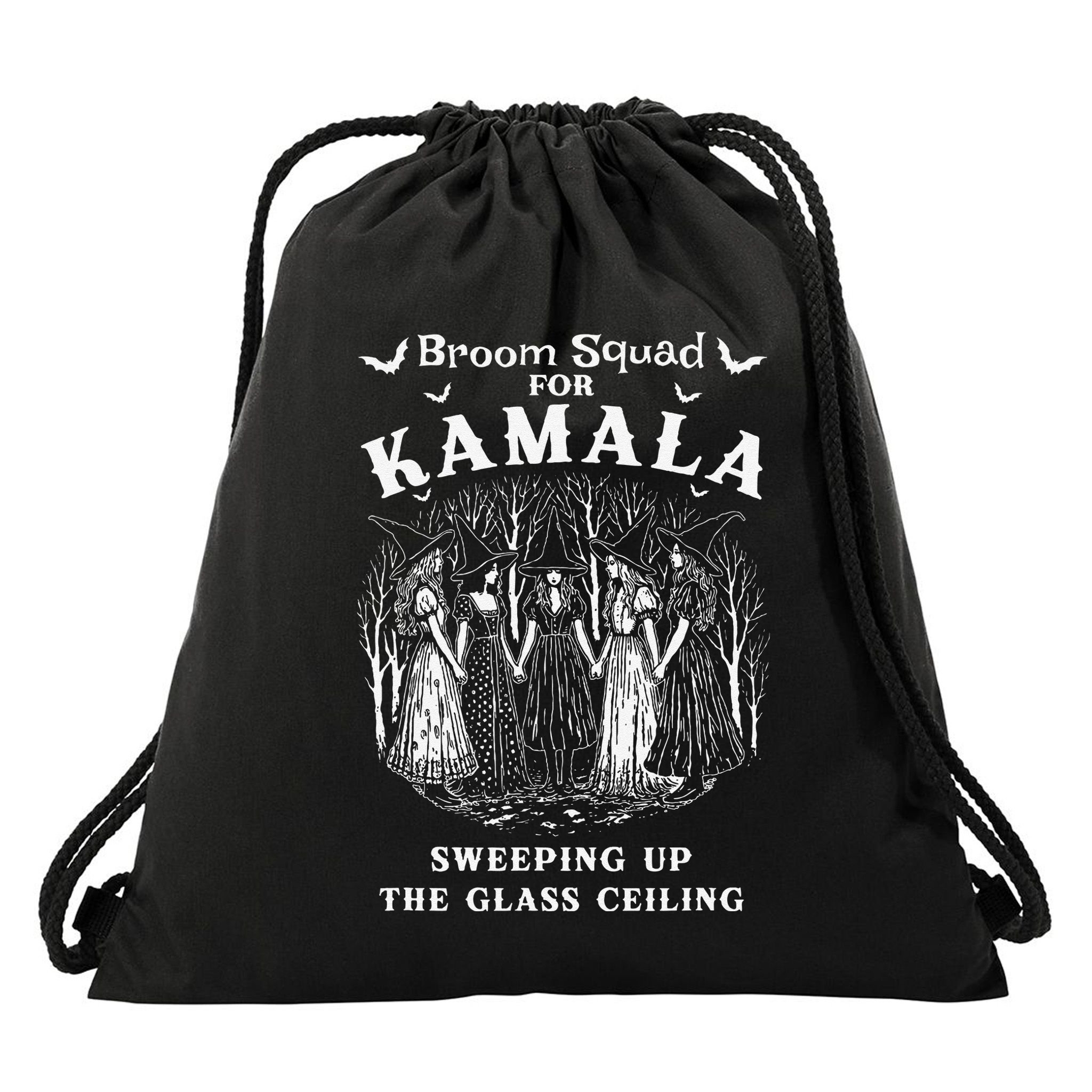 Broom Squad For Kamala Sweeping Up The Glass Ceiling Drawstring Bag